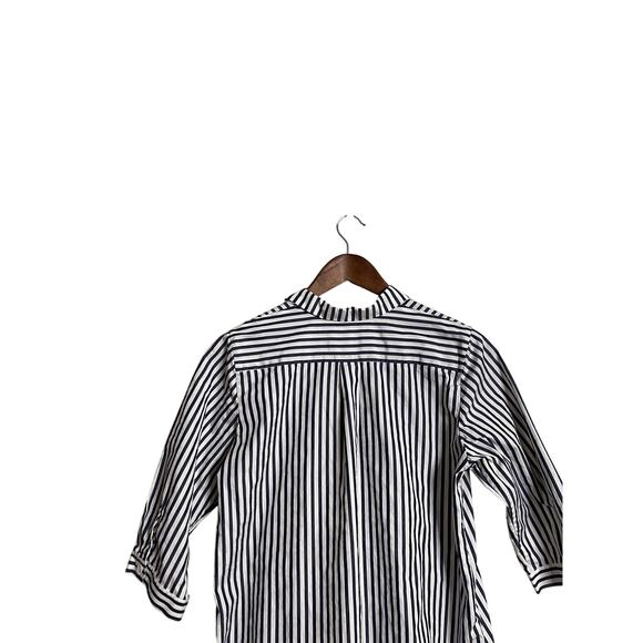 MDS Stripes Blue White Shirt Dress Midi Pockets Womans Medium - Picture 7 of 9